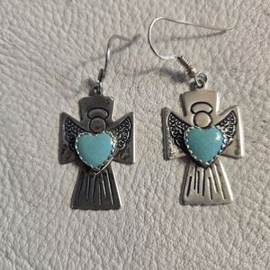 Carolyn Pollock Heart Angel Earrings Sterling Silver 925